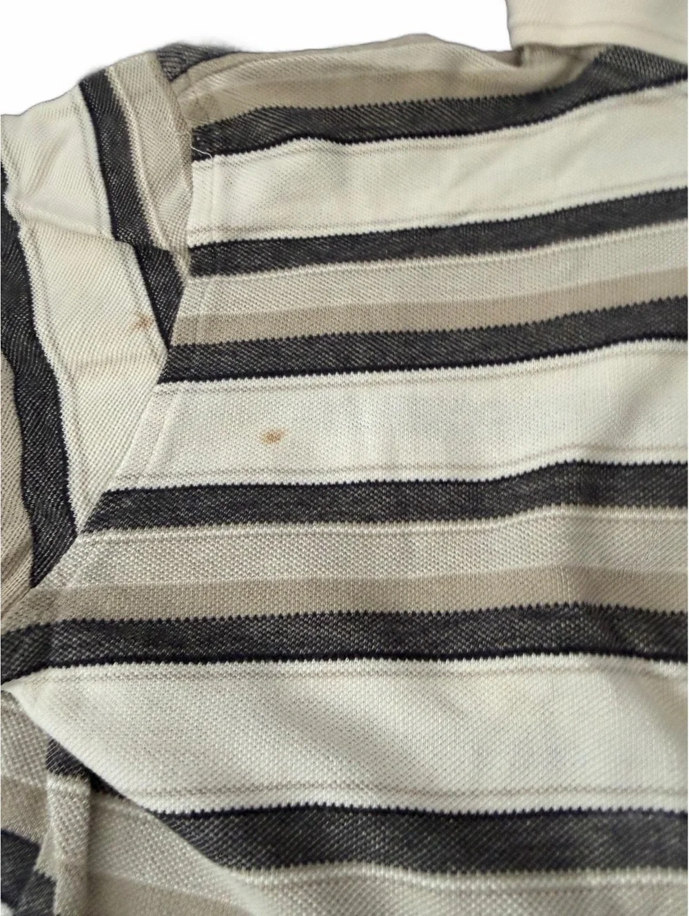 Polo Ralph Lauren Striped Polo Shirt Mens Med. Beige Brown Short Sleeve Classic